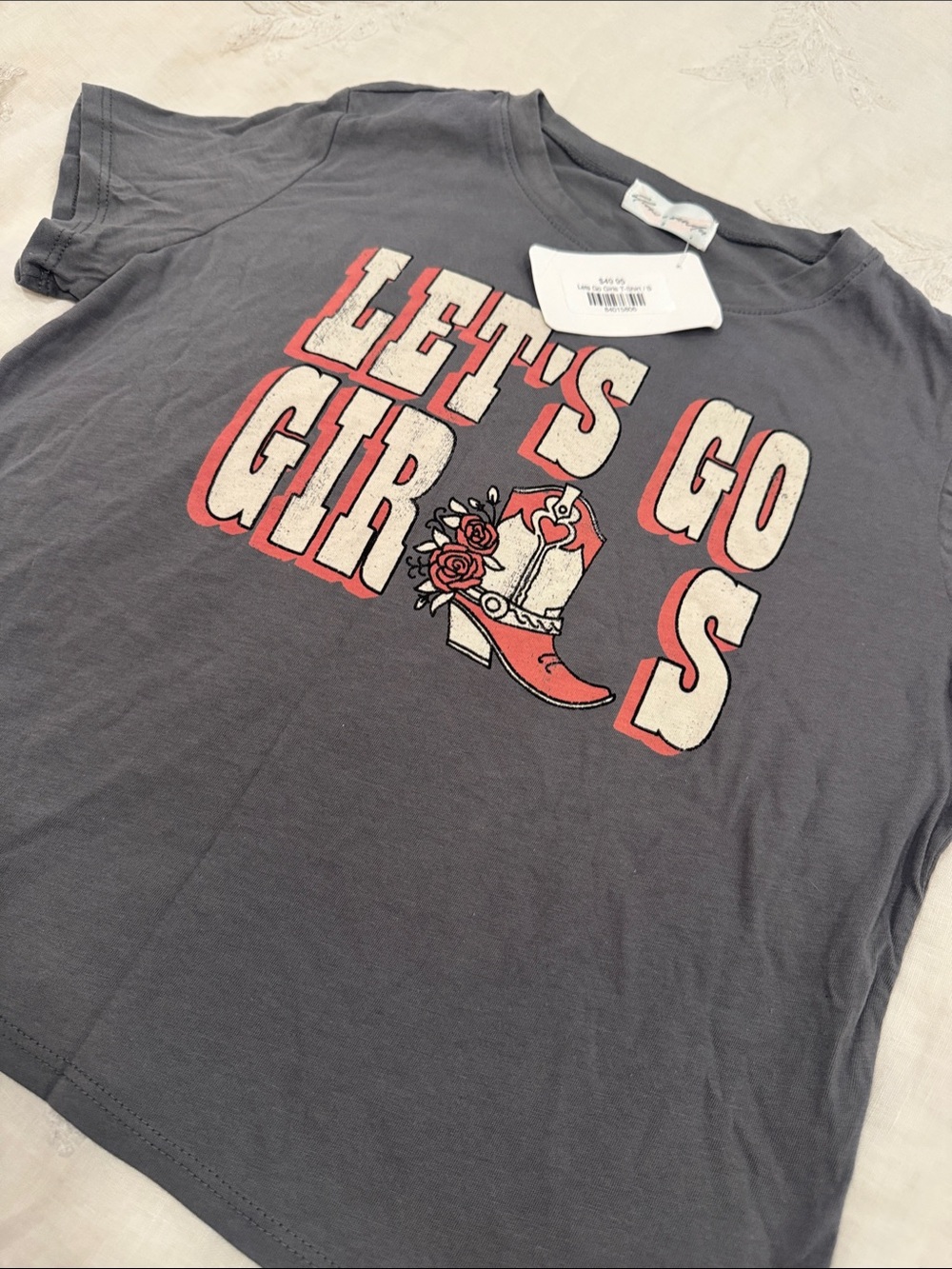 Ladies' 'Let's Go Girls' Graphic Tee - Charcoal with Pink Accents